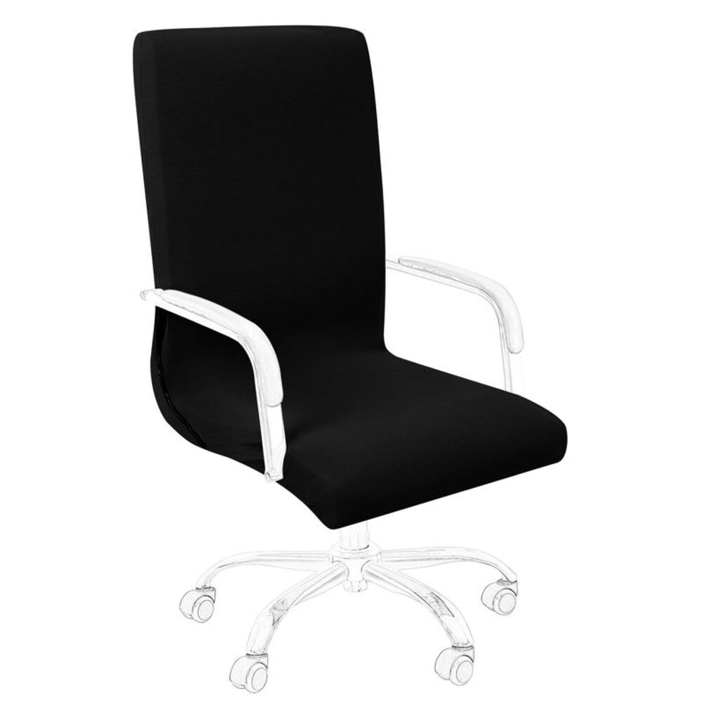 Stretch Jacquard Office Cover Swivel Chair Protector Large Black